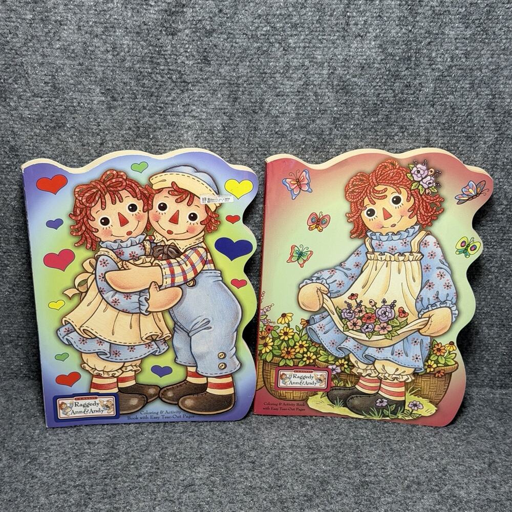 Vintage Lot of 2 Raggedy Ann & Andy Coloring & Activity Book Paradise Press Y2K